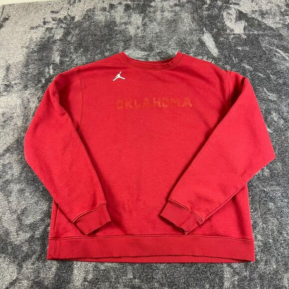 Jordan Jumpman Oklahoma Sooners Fleece Lined Sweatshirt Crewneck Men's XL Red - Picture 1 of 11